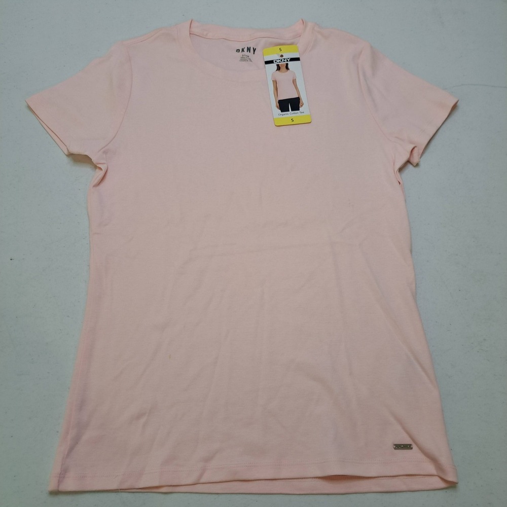 DKNY Womens Tee S Light Pink NWT Organic Cotton 1915-154